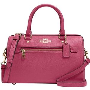 Coach, Leather Rowan Satchel, Strawberry Haze, New